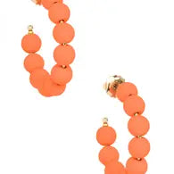 Small Matte Resin Beaded Hoop Earring