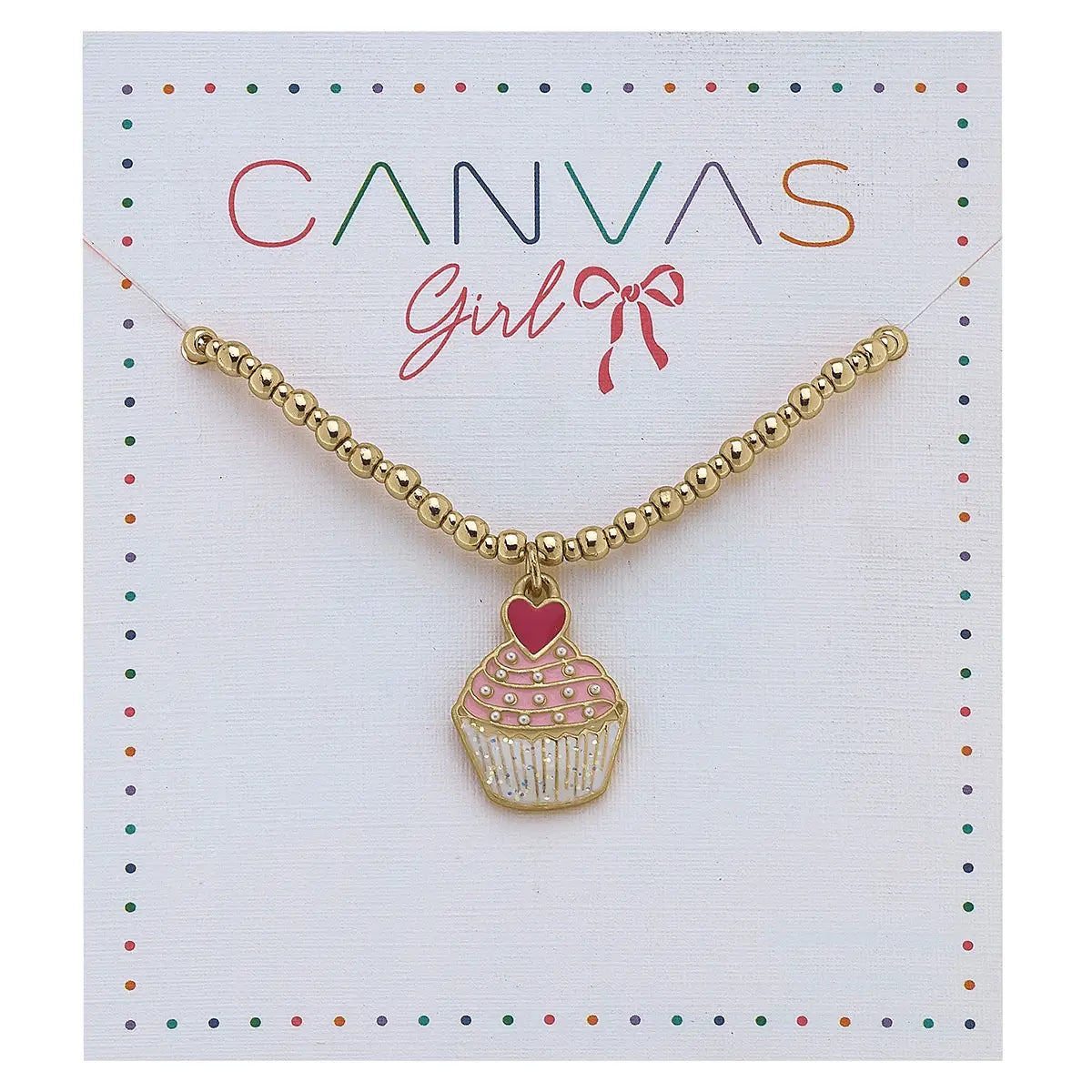 Kid's Jane Gold Ball Beaded Necklace with Charm