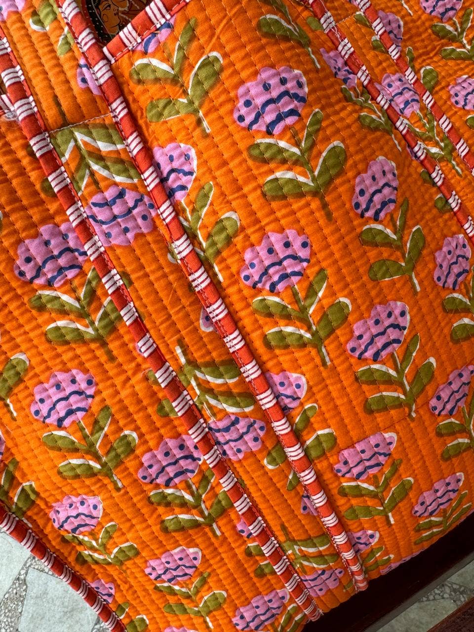 Orange Block Print Tote