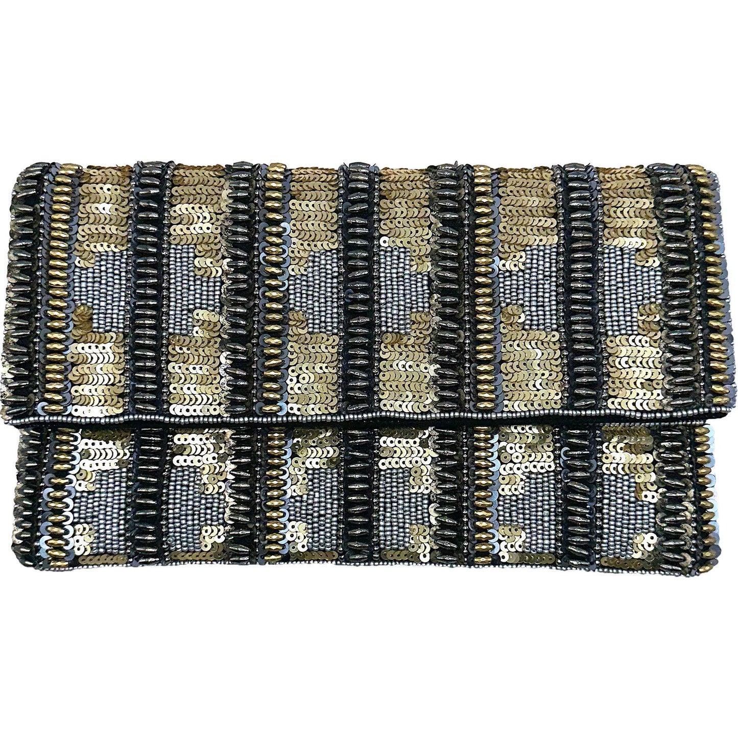 Antique Silver-Gold Beaded Clutch