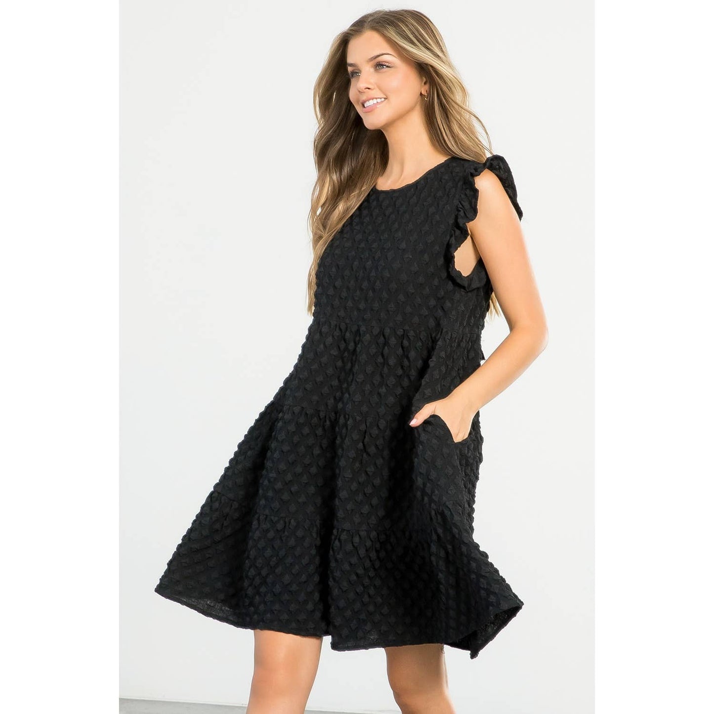 THML Textured Little Black Dress
