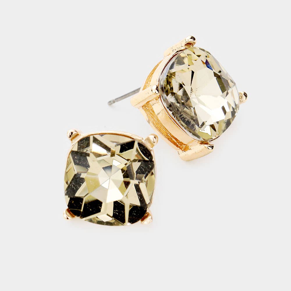 Square Stone Stud Earrings