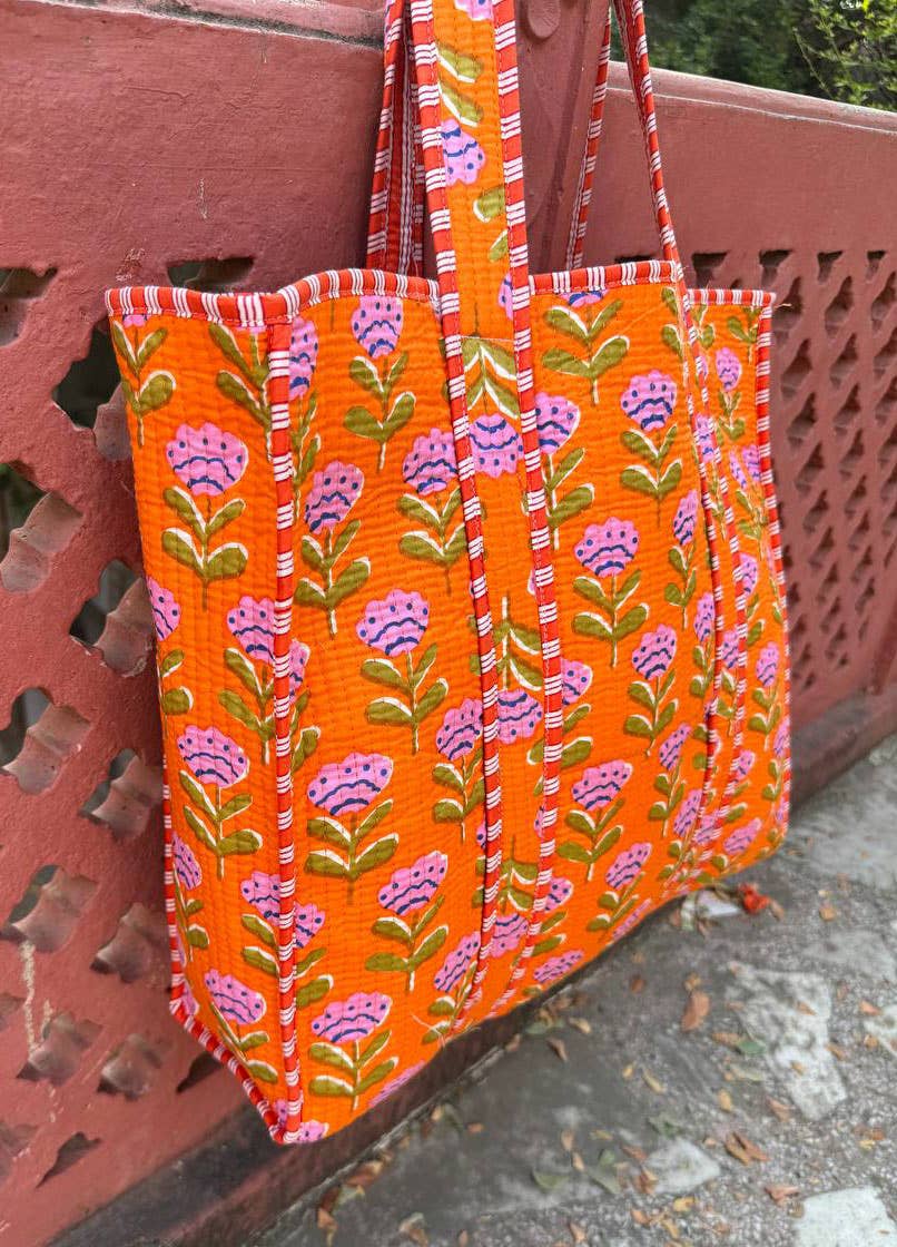 Orange Block Print Tote