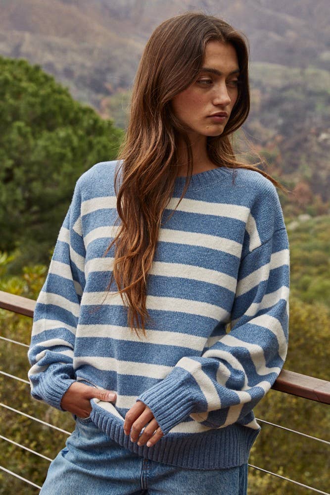 By Together Oversized Striped Sweater Top