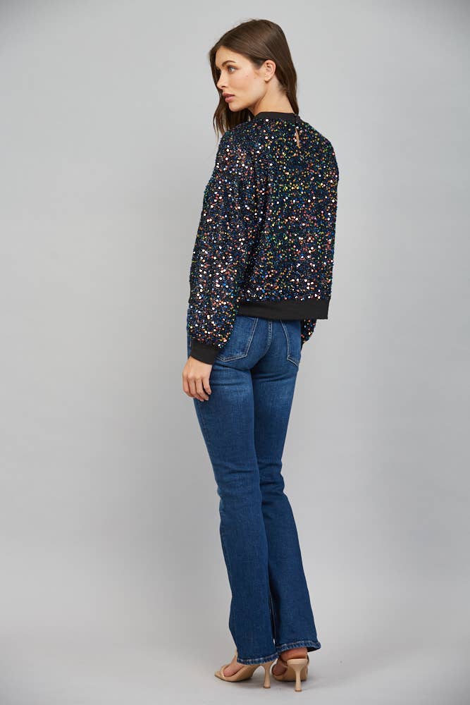 Sequin Round Neck Top