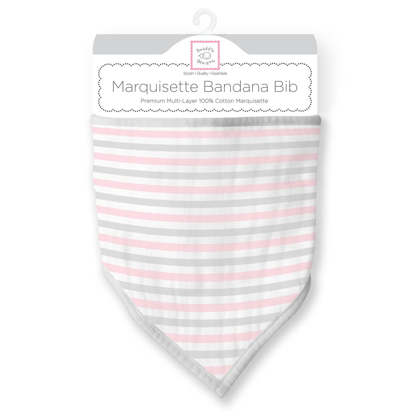 Pastel Pink Stripes Marquisette Bandana Bib