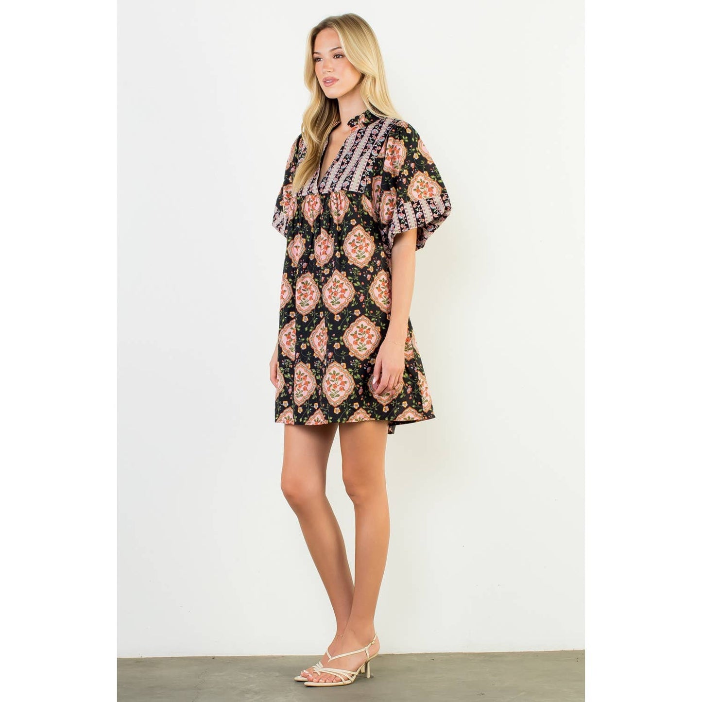 THML Puff Sleeve Floral Dress