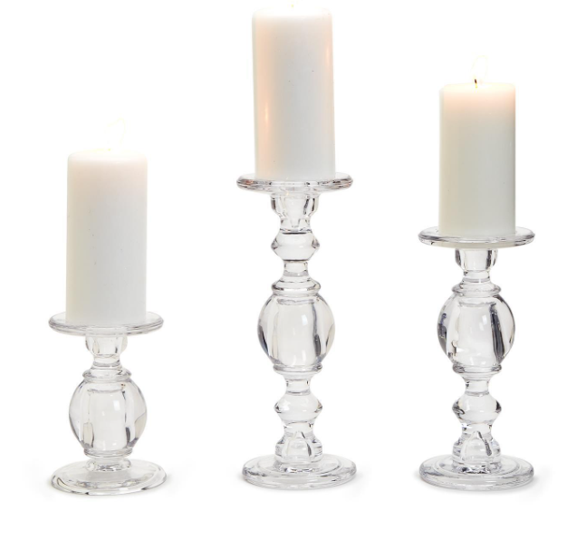 Two's Company High-Glass Pedestal Candleholders
