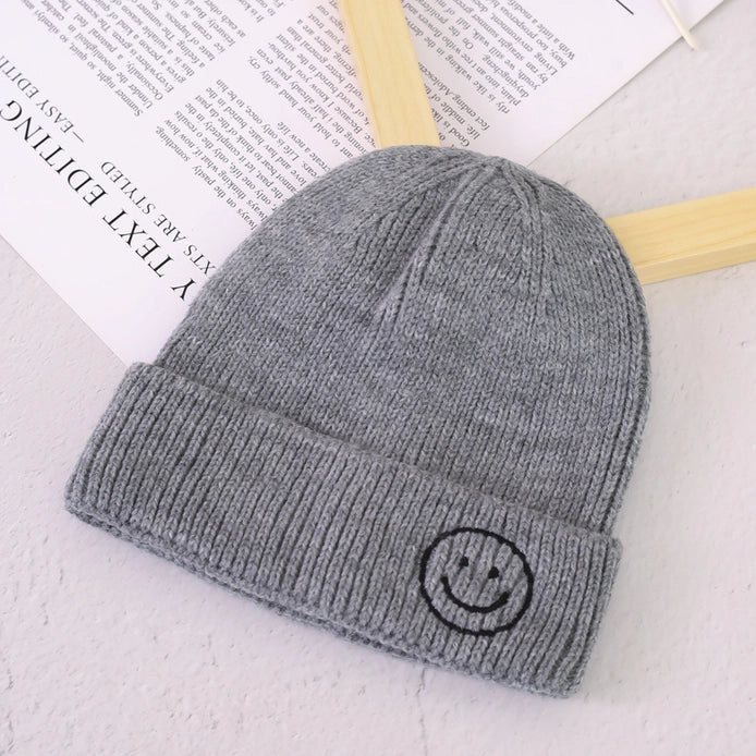 Baby/Little Kids Embroidered Smiley Knitted Hat