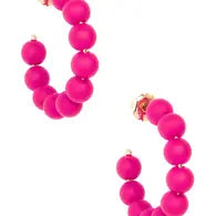 Small Matte Resin Beaded Hoop Earring