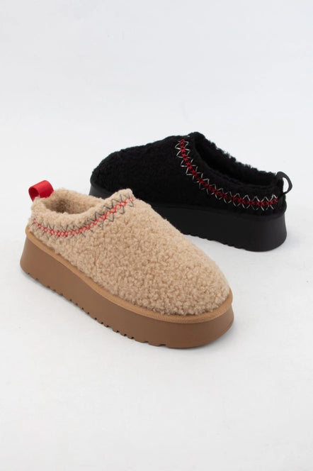 Reese Fur Platform Sherpa Slippers