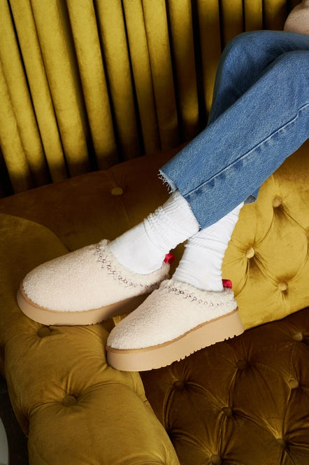 Reese Fur Platform Sherpa Slippers