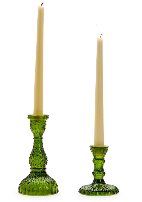 Two's Company Moss Glass Candlestick