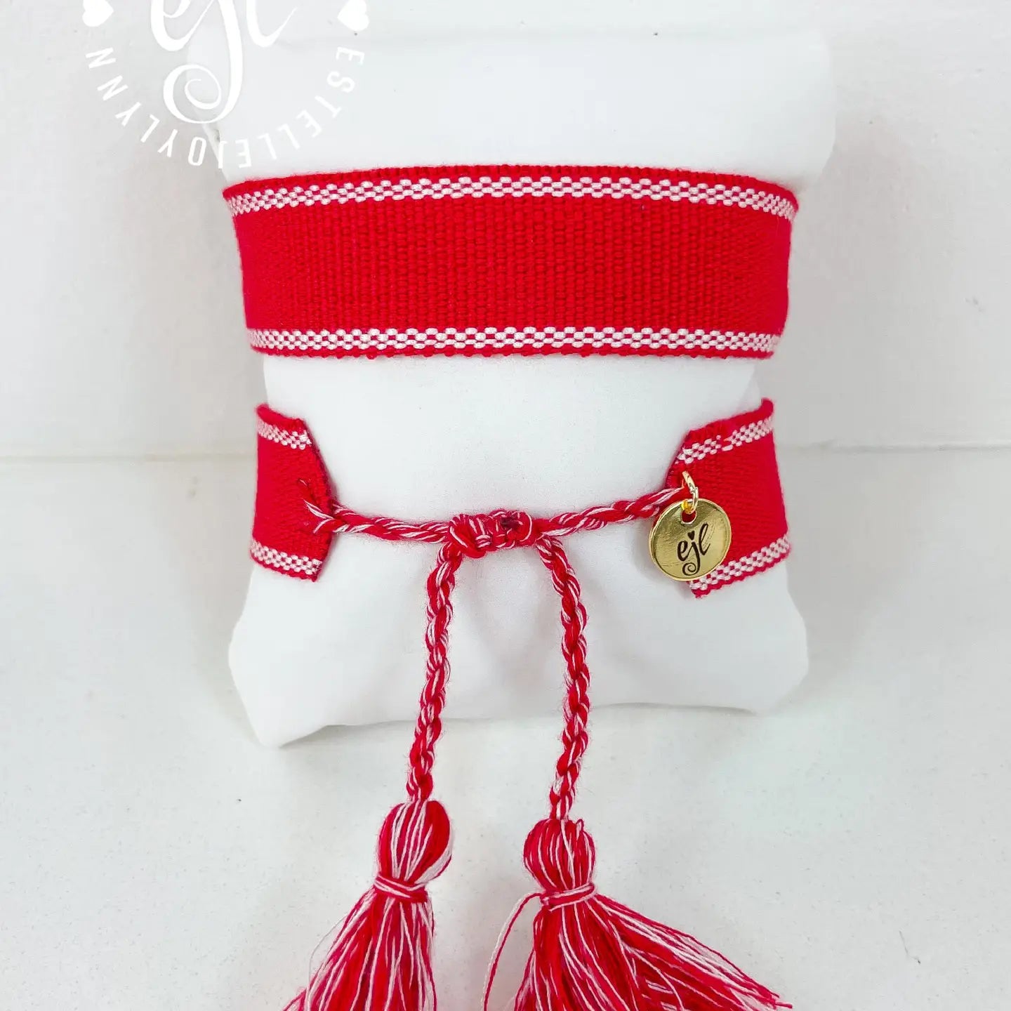 Panthers Embroidered Bracelet - Red/White