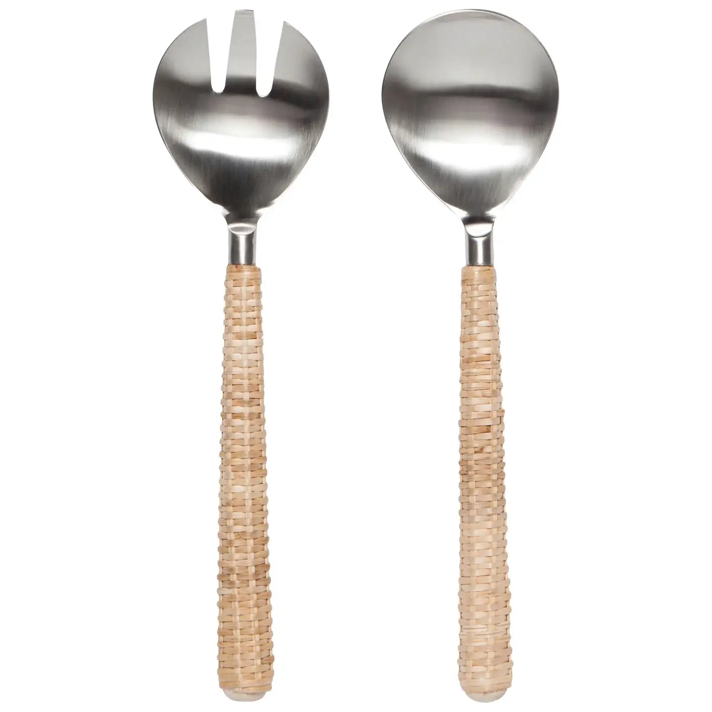 Danica Heirloom Matte Steel Rattan Salad Servers Set of 2