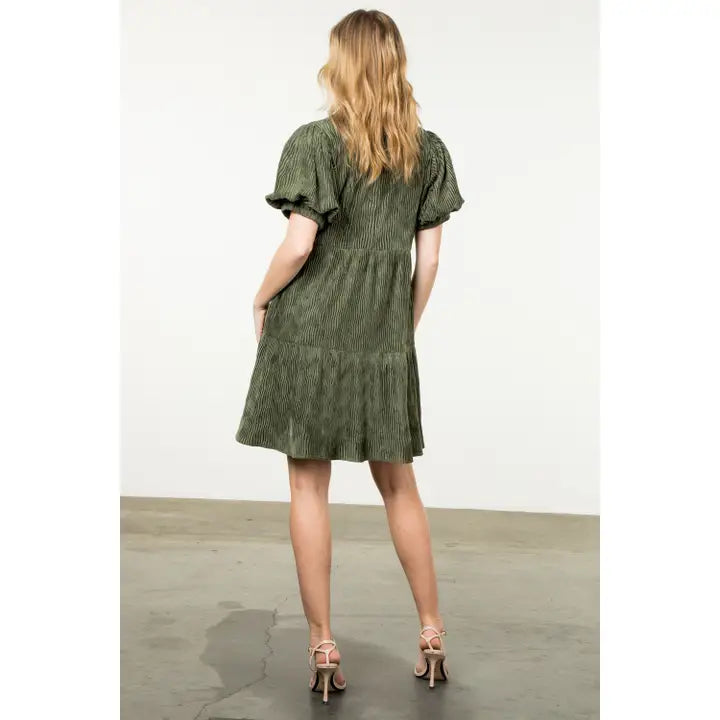 THML Puff Sleeve Velvet Dress