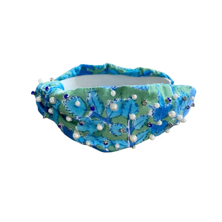 Block Print Headband with Gems