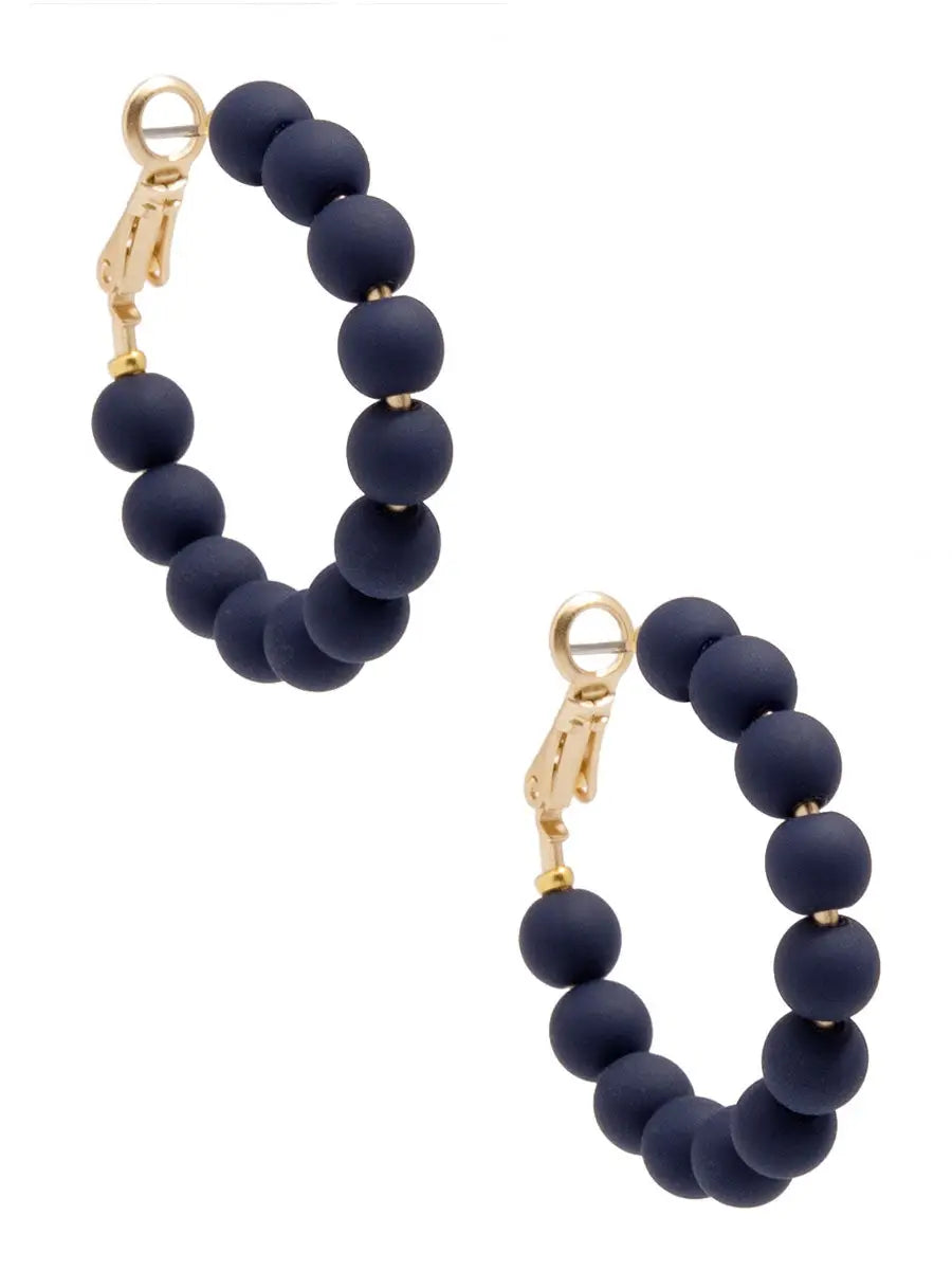 Small Matte Resin Beaded Hoop Earring