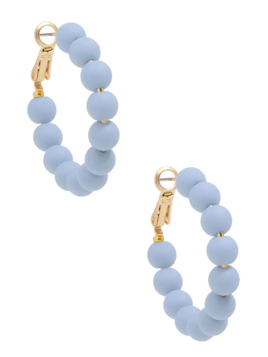 Small Matte Resin Beaded Hoop Earring
