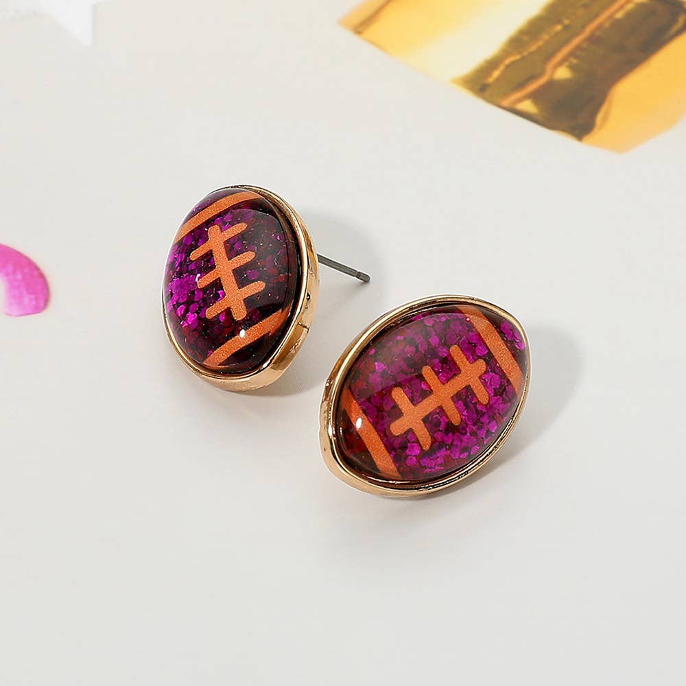 Glittered Football Stud Earrings