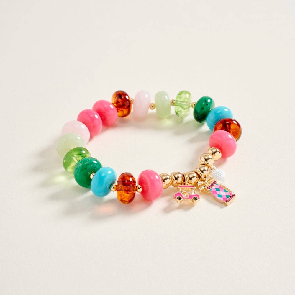 Golf Charm Beaded Bracelet