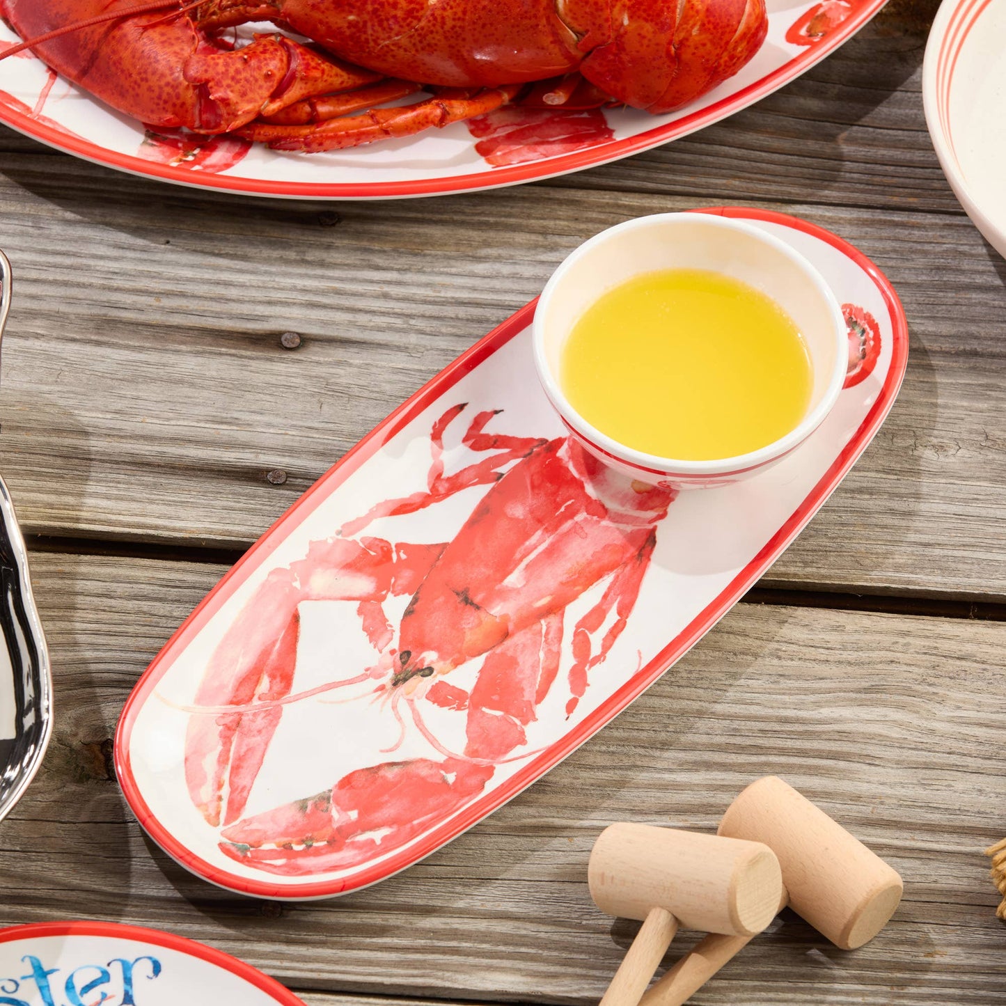 Lobster Melamine Oval Tray with Dip Bowl