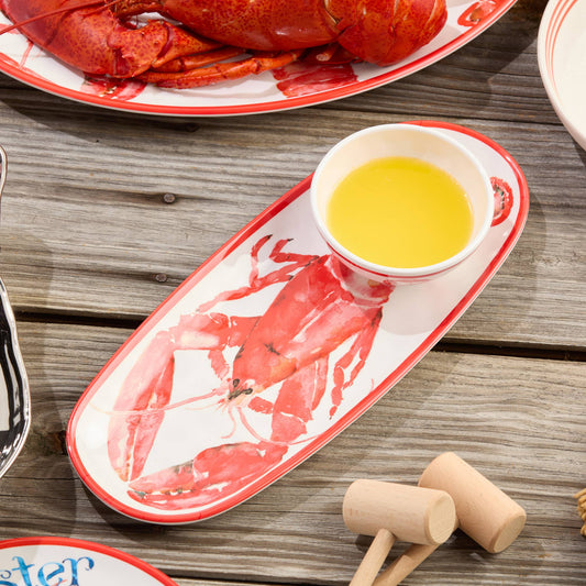 Lobster Melamine Oval Tray with Dip Bowl