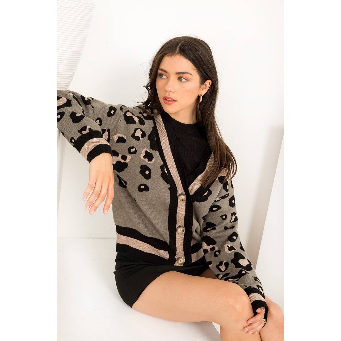 THML Cheetah Knit Cardigan
