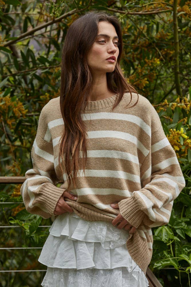 By Together Oversized Striped Sweater Top
