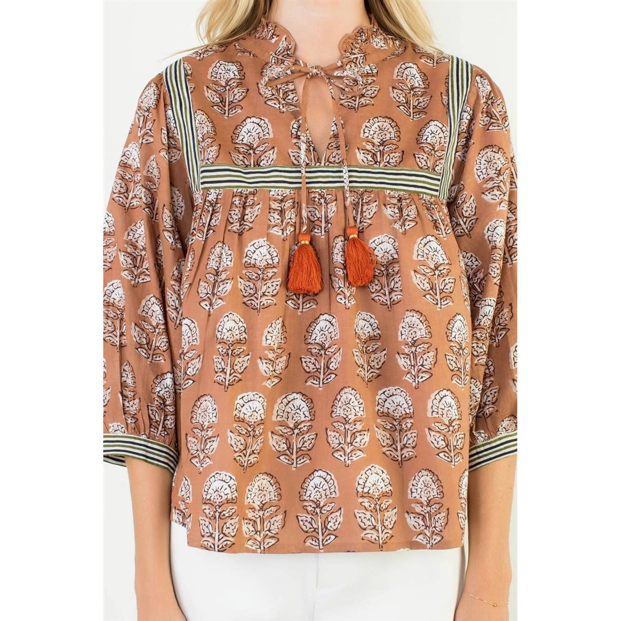 THML Floral Tassel Top