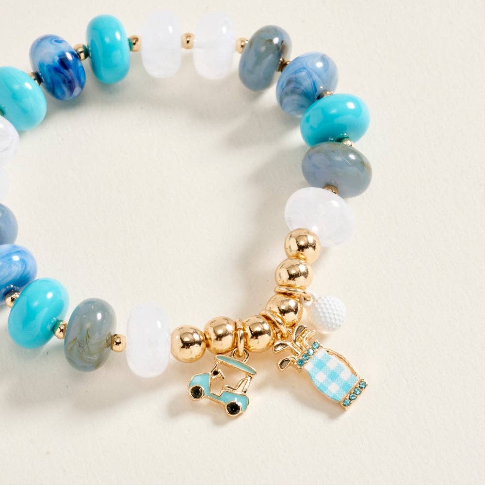 Golf Charm Beaded Bracelet