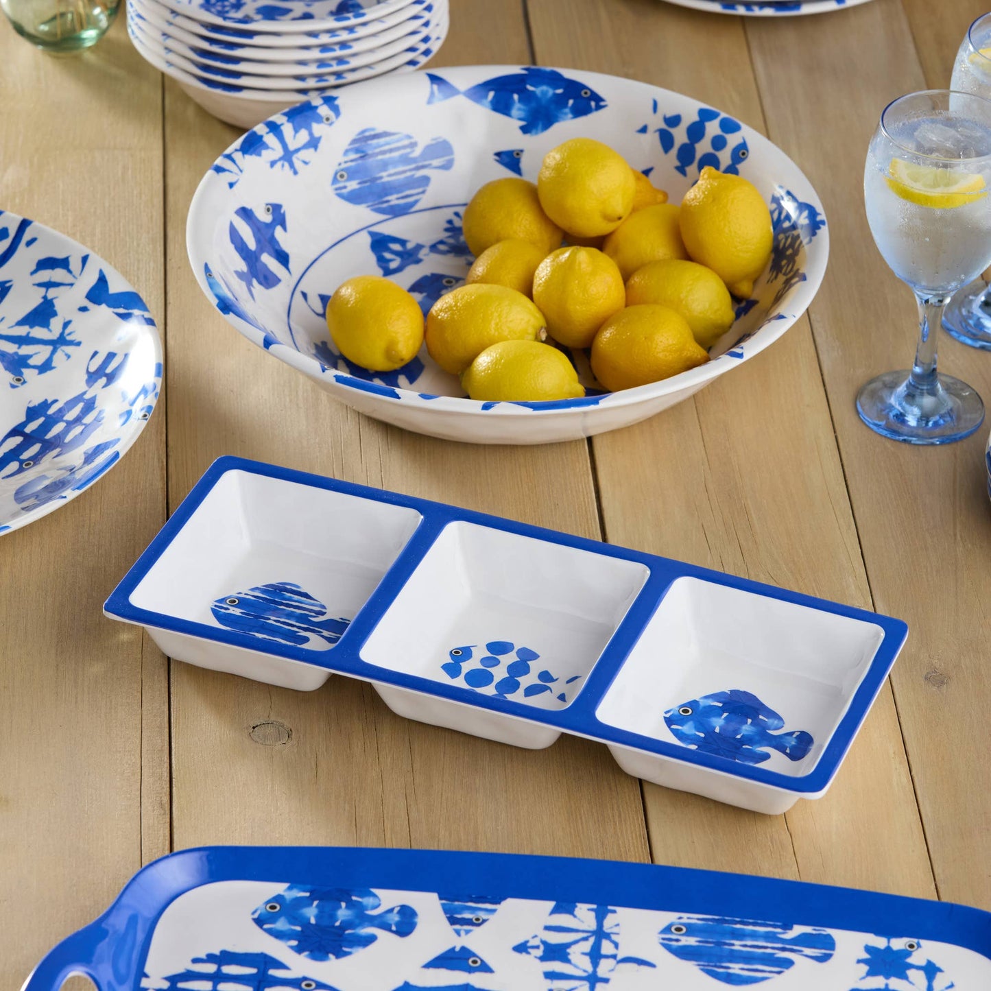 Fish Melamine 3-Section Tray