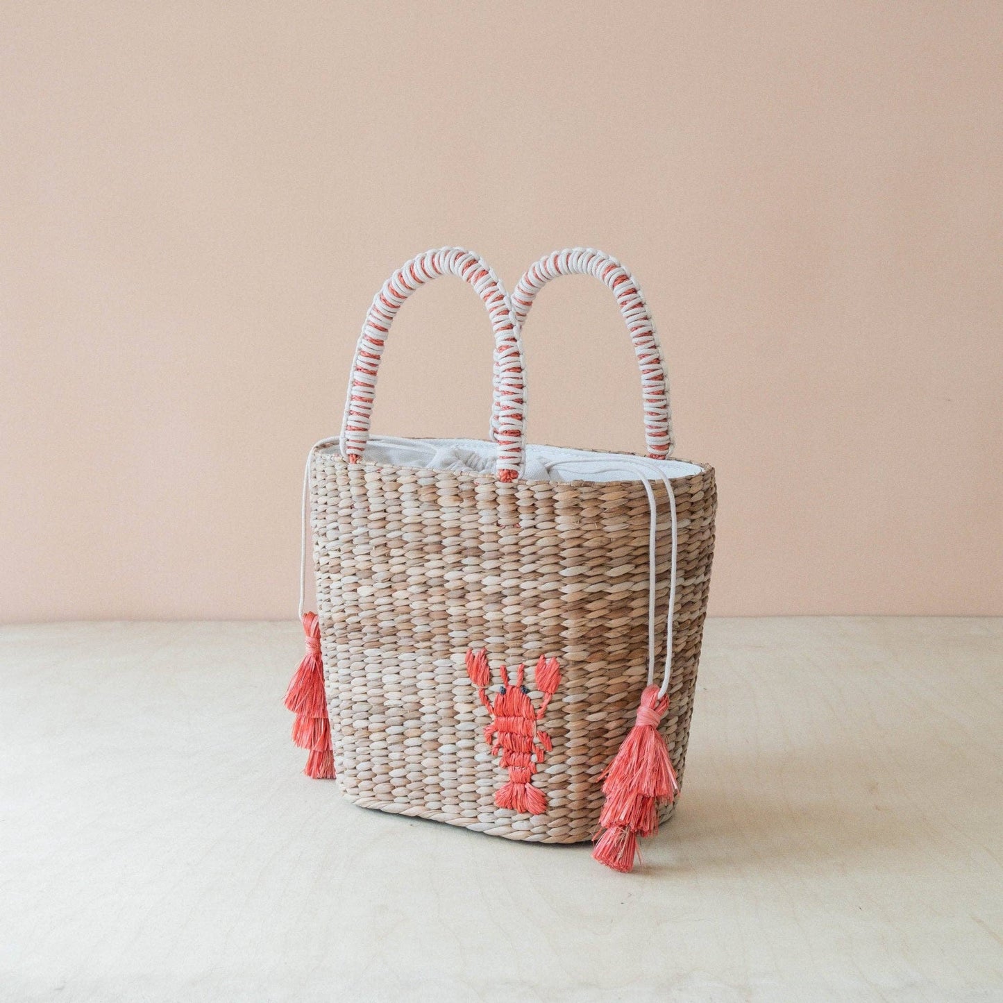 Mini Woven Tote Bag with Embroidered Lobster – Handwoven Tote | LIKHÂ