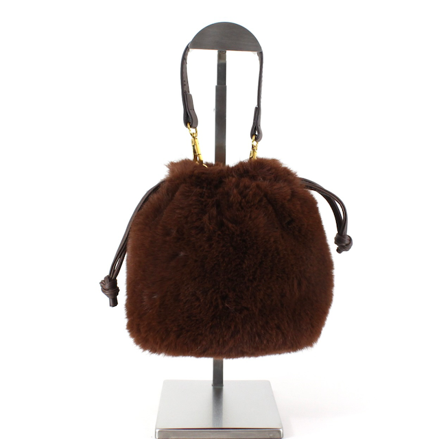 Faux Fur Drawstring Bucket Crossbody Bag