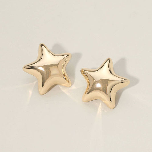Gold Dipped Puffy Star Earrings