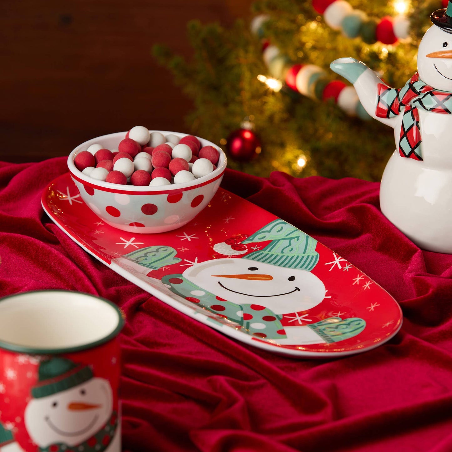 Snowman Melamine Tray and Bowl Gift