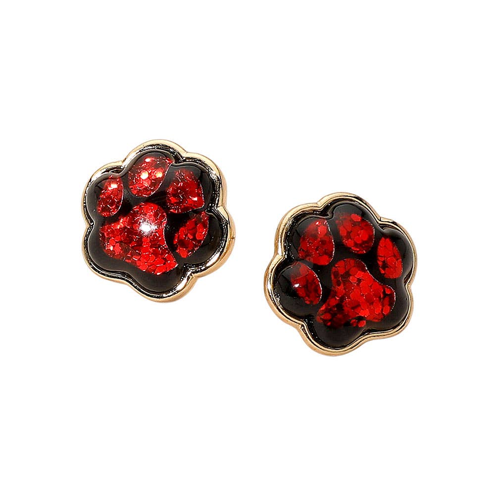 Glitter Paw Stud Earrings