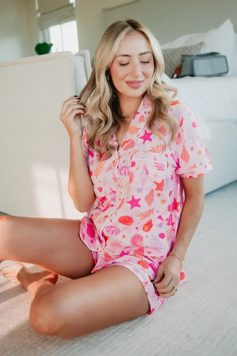Beach Seashells Women's Pajama Shorts For Graduation