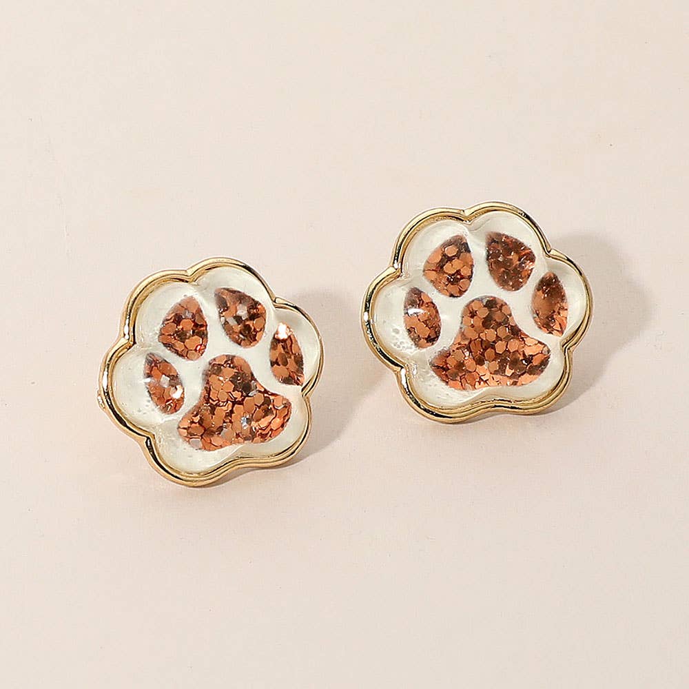 Glitter Paw Stud Earrings