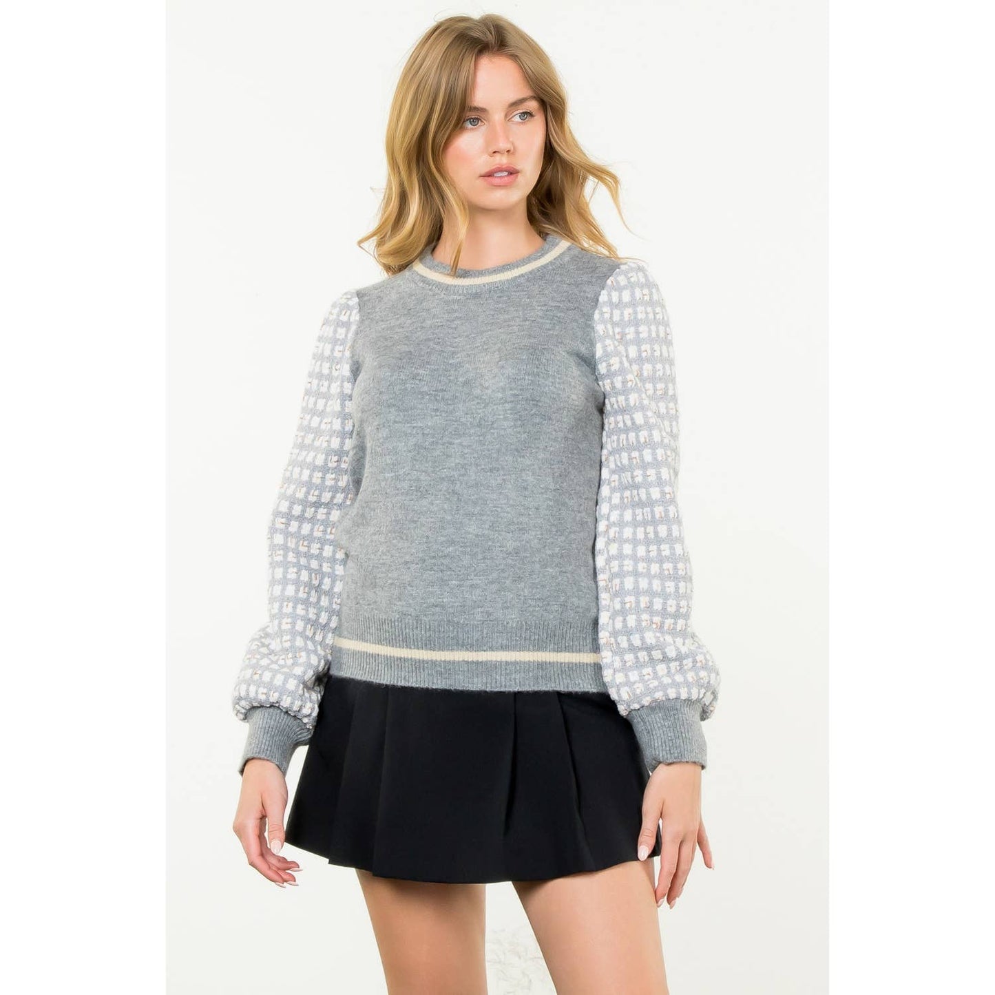 THML Tweed Sleeve Knit Sweater