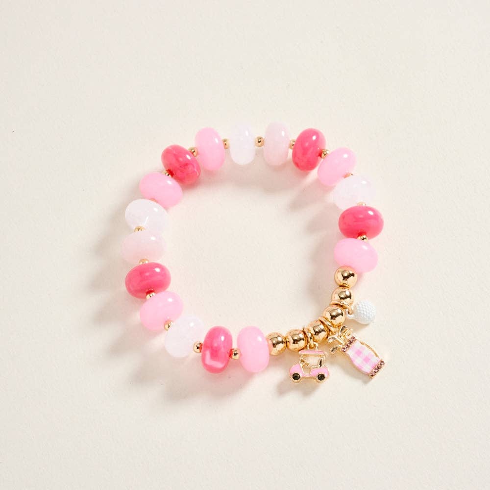 Golf Charm Beaded Bracelet