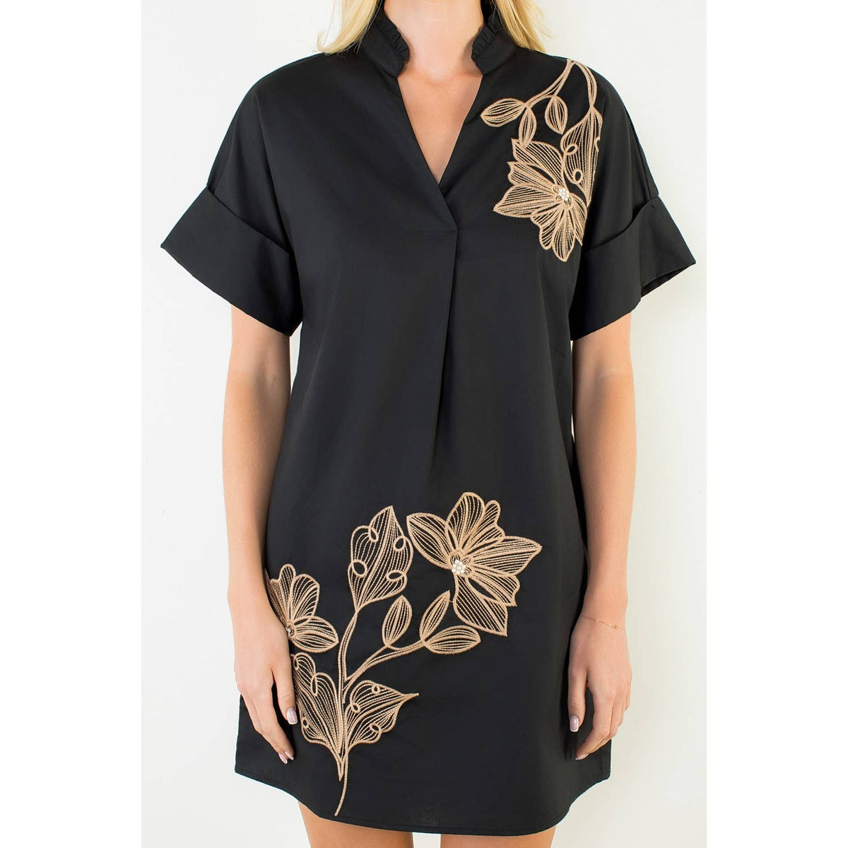 THML Embroidered Floral Collar Dress