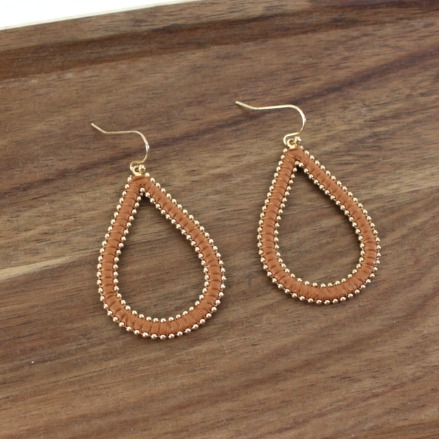 Faux Leather Teardrop  Earrings