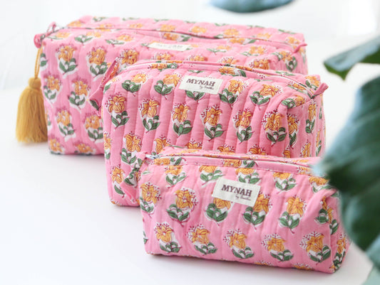 Bubblegum Quilted Travel Pouch