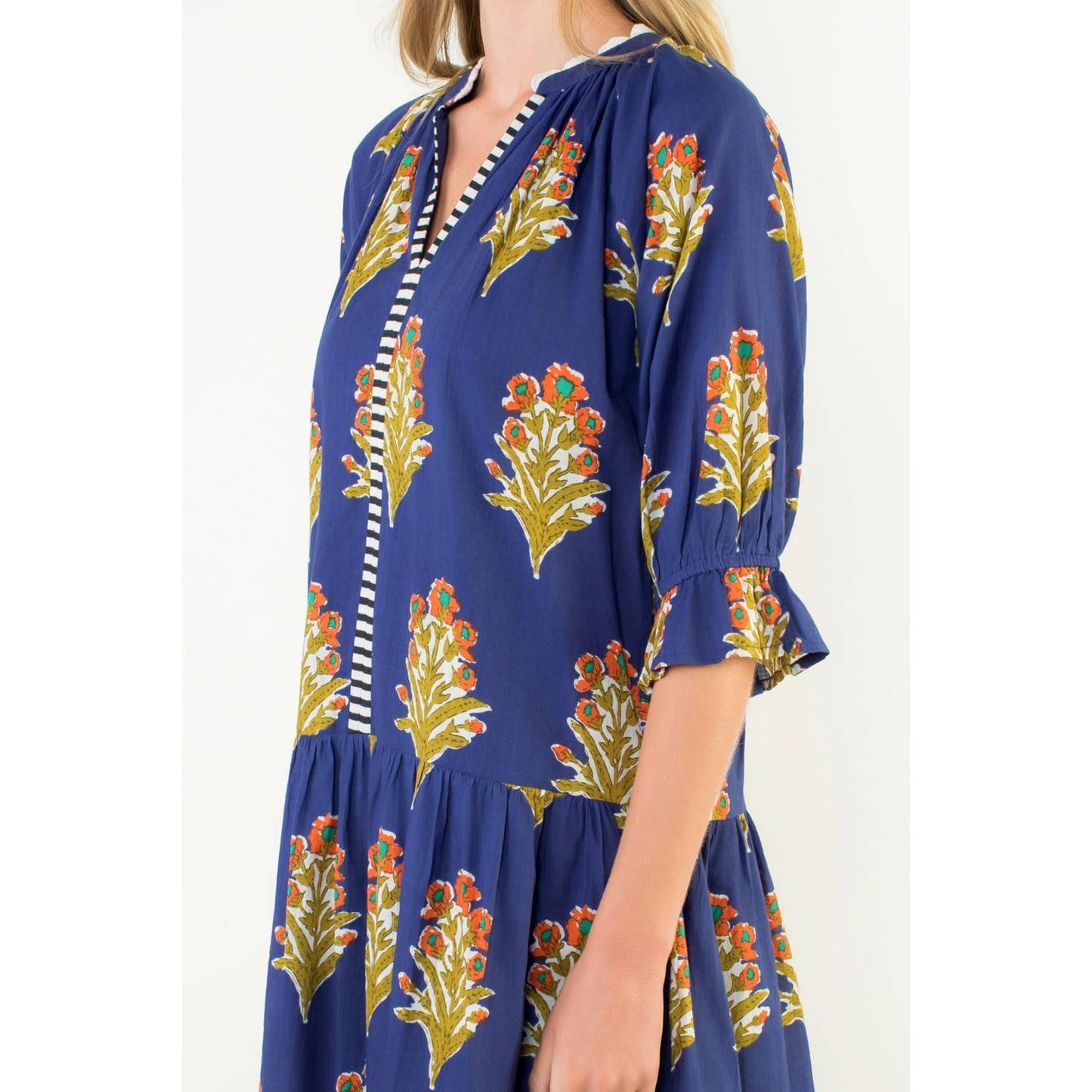THML Floral Print Ruffle Sleeve Dress