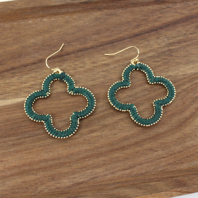 Faux Leather Clover Earrings