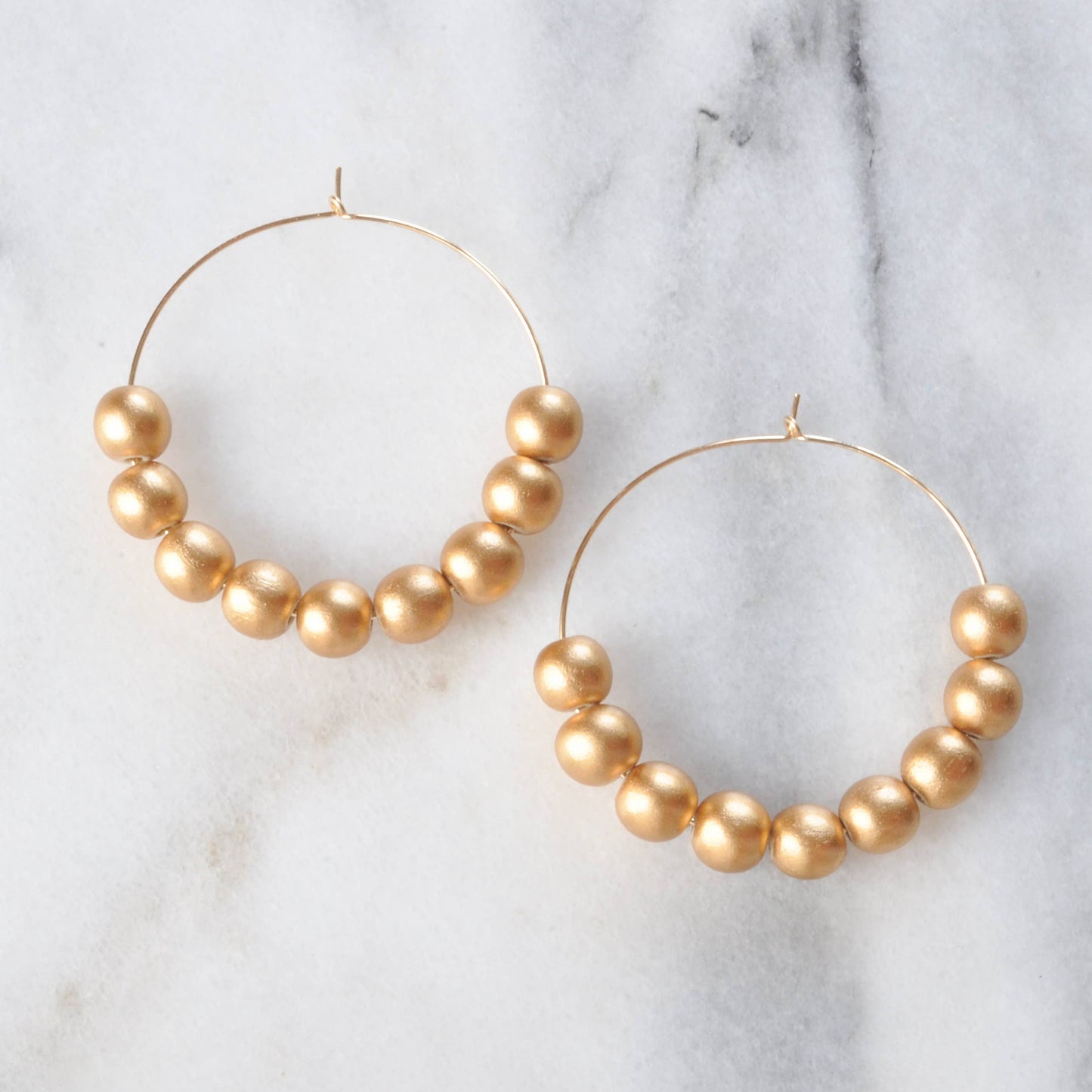 Wood Bead Hoop Earrings