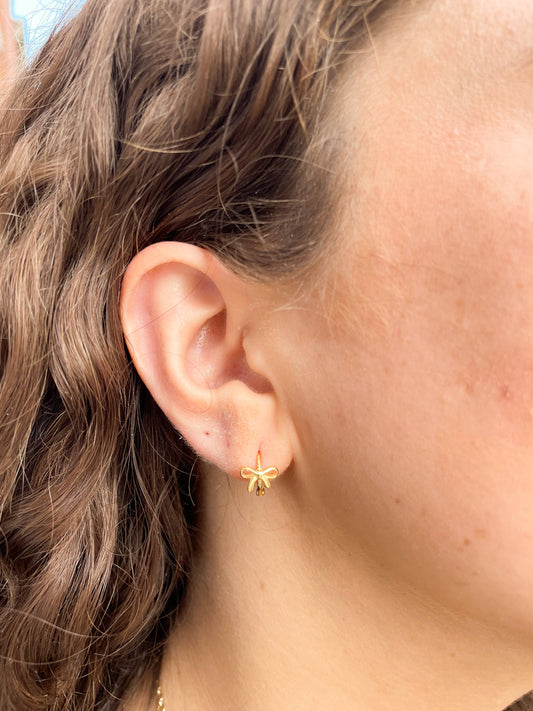 Gold Bow Huggie Earring