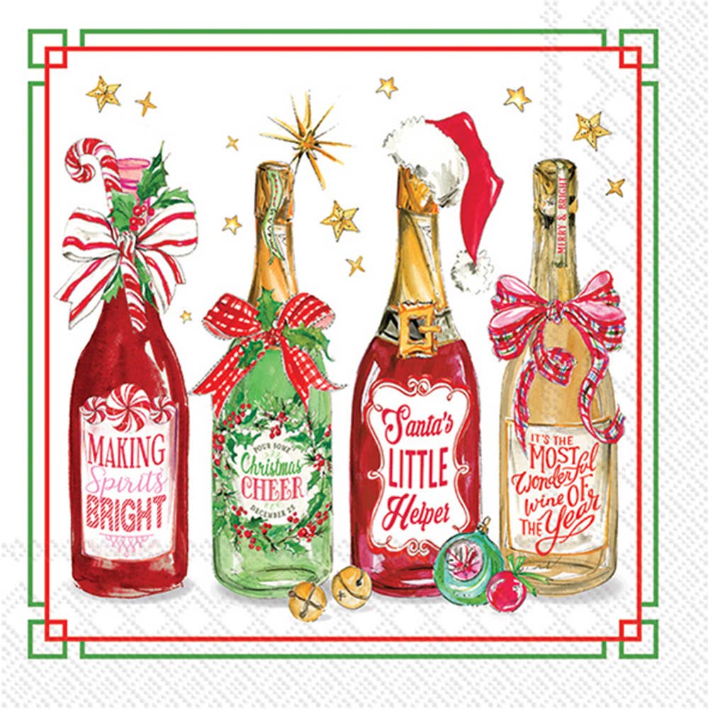 Christmas Bottles Paper Cocktail Napkin