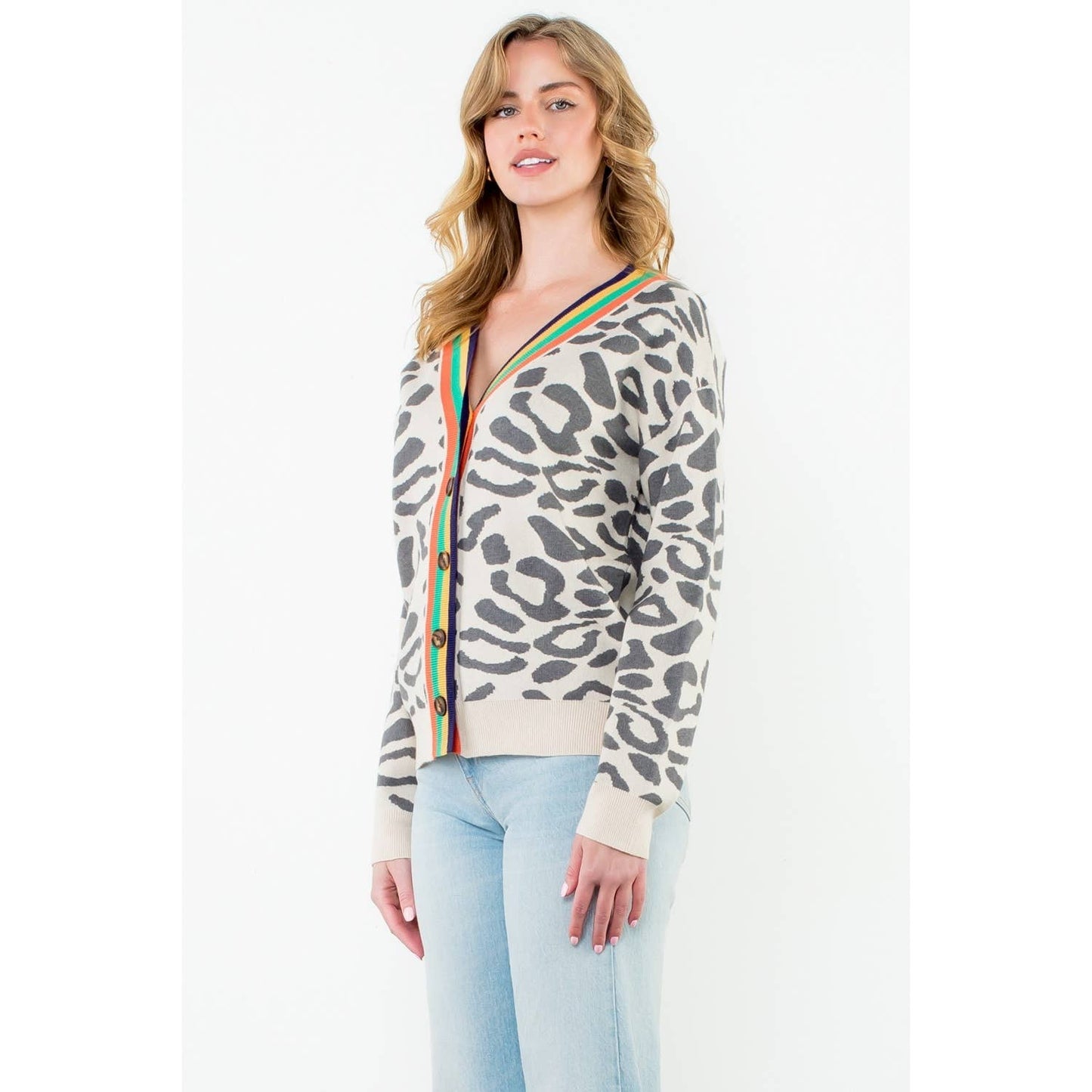 THML Leopard Button Up Cardigan